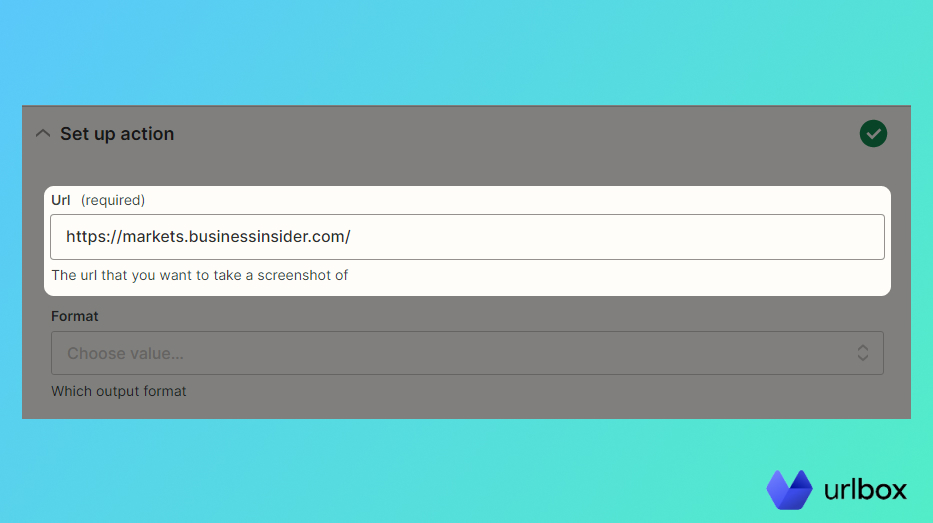 Setting up the URL to screenshot