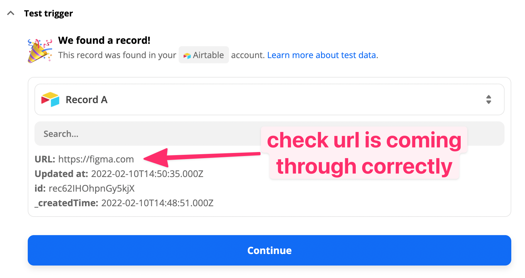 airtable zapier record