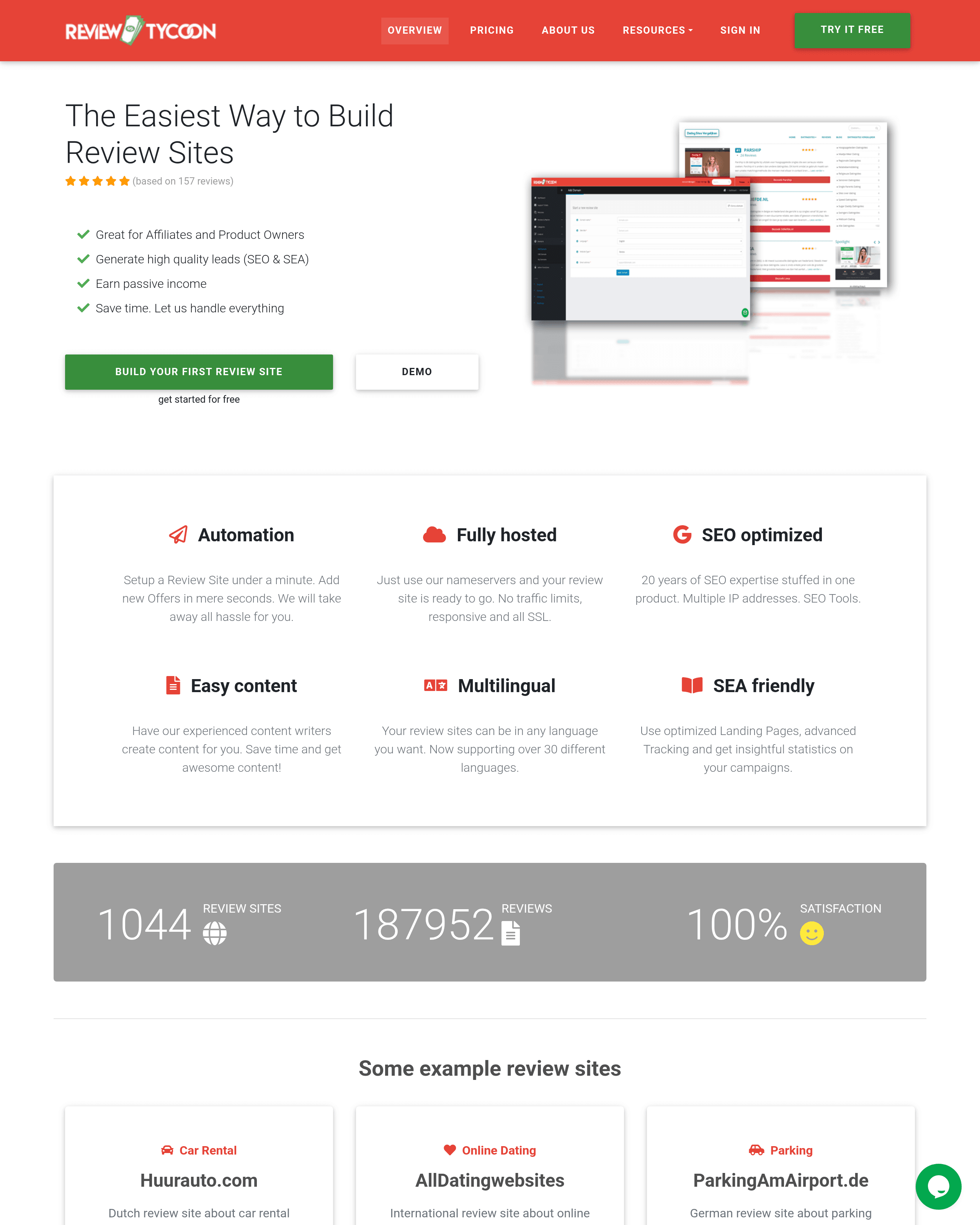 website screenshot of reviewtycoon.com generated by Urlbox