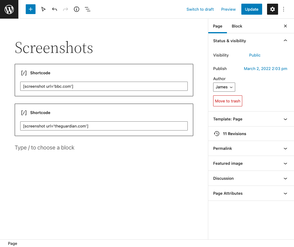 Inserting another shortcode