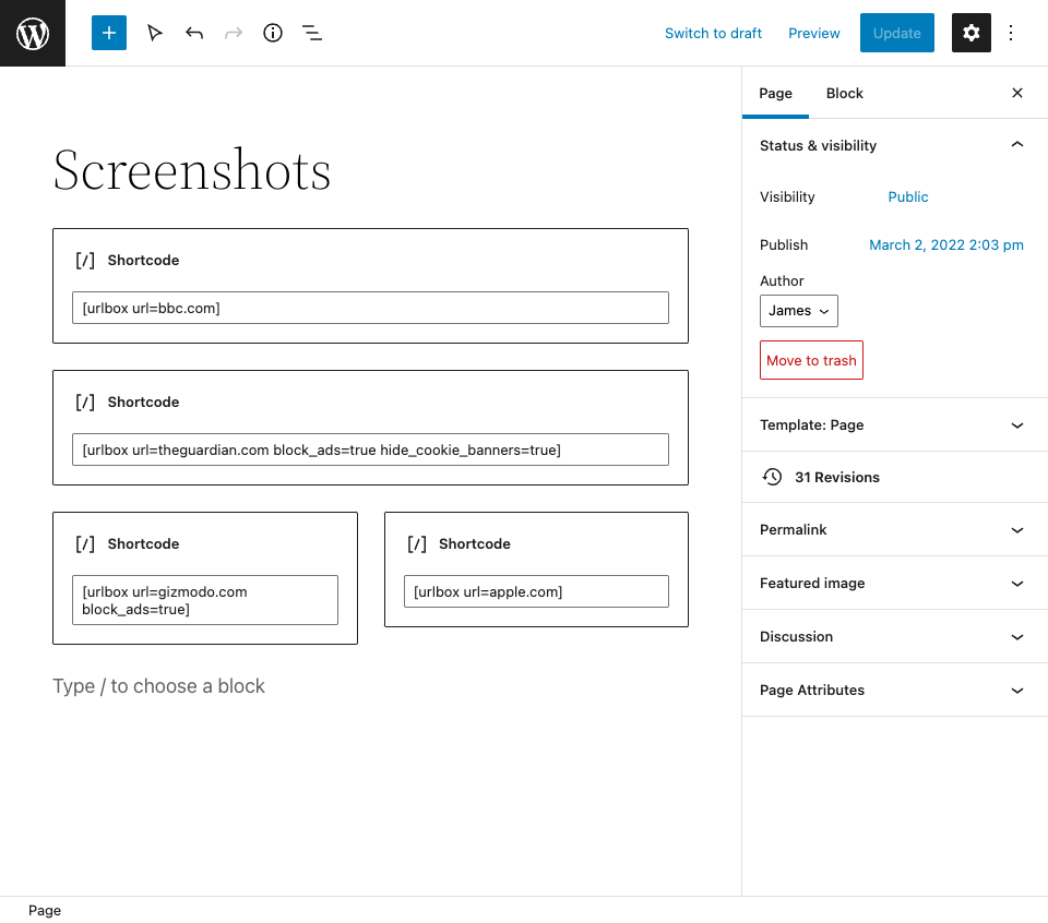 Changing the shortcodes