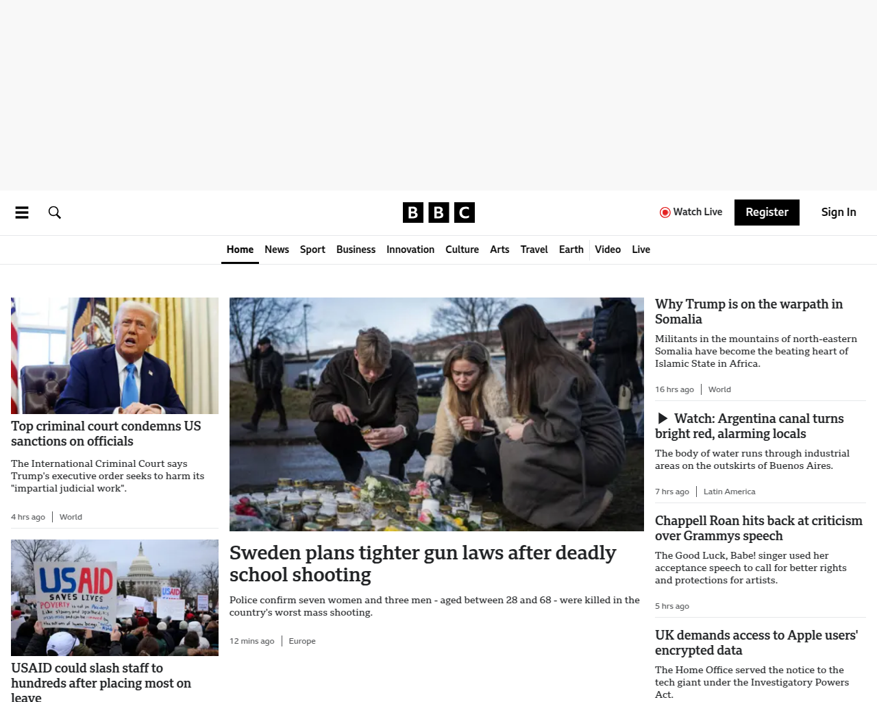 Screenshot using Urlbox with default settings