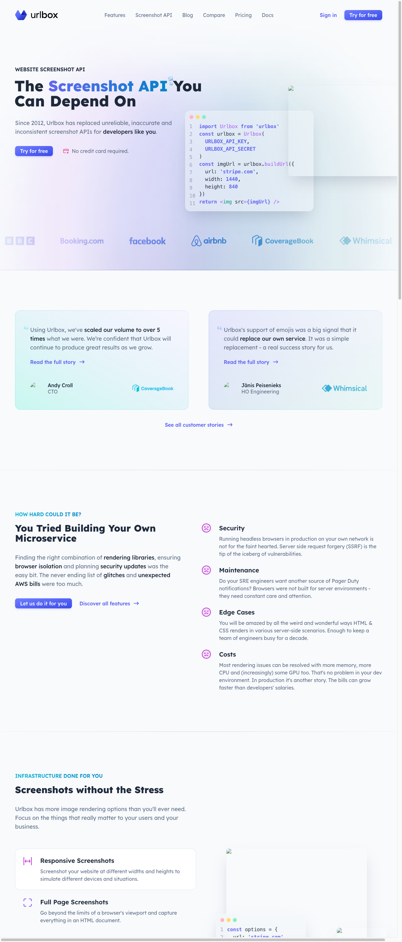Screenshot of urlbox.com with images blocked