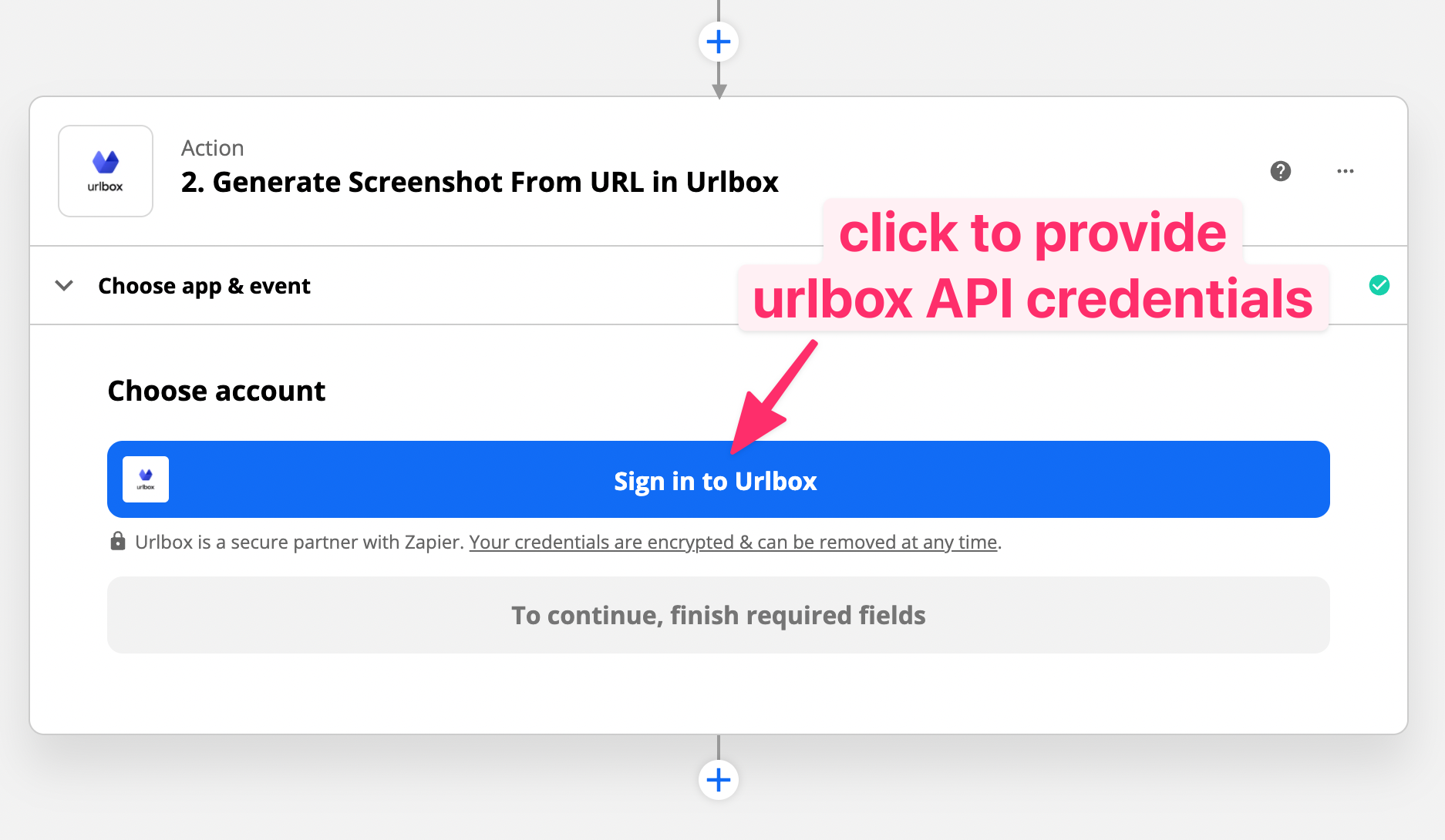zapier urlbox signin