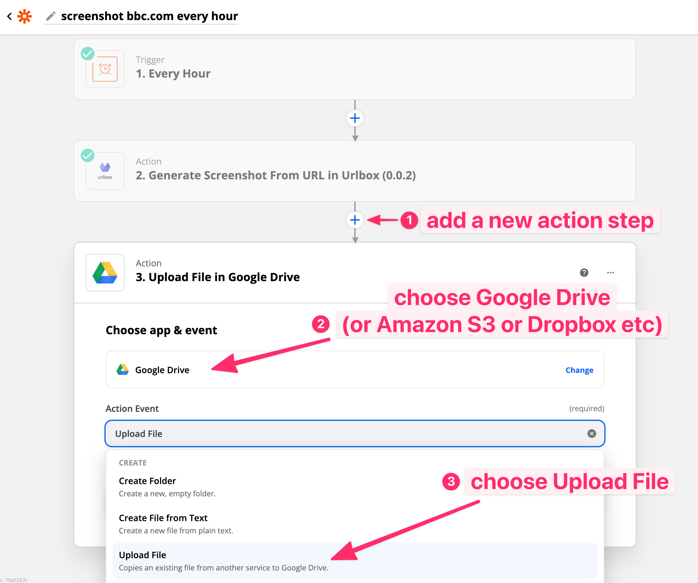 zapier google drive action