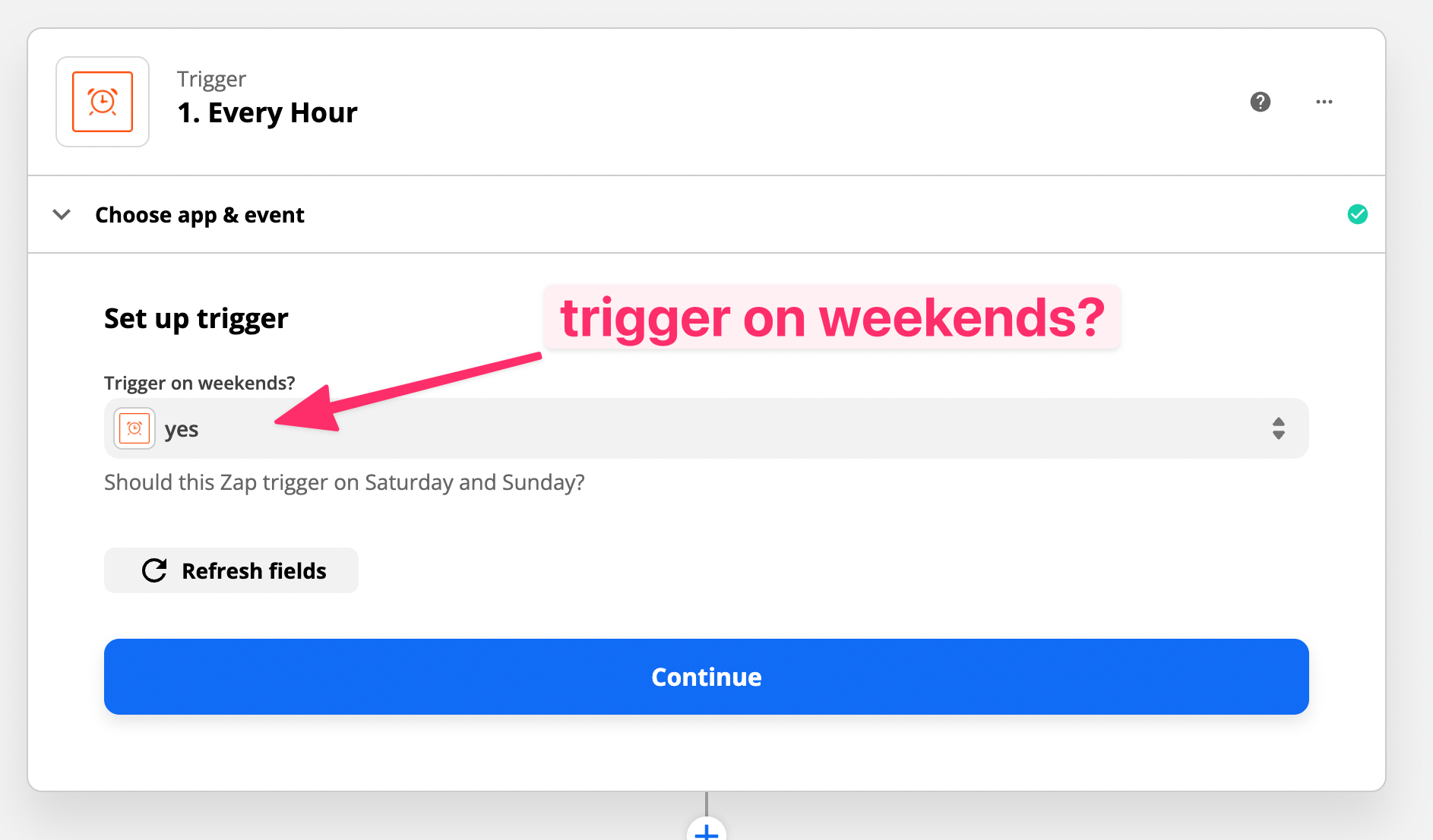 zapier weekends option
