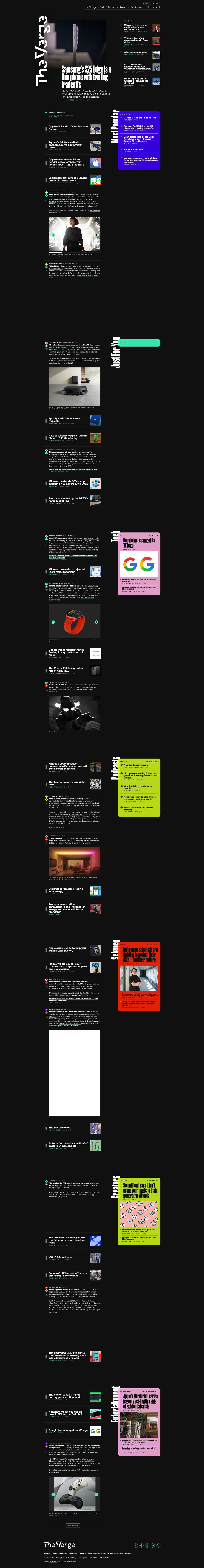 The Verge website screenshot taken with ScreenshotOne