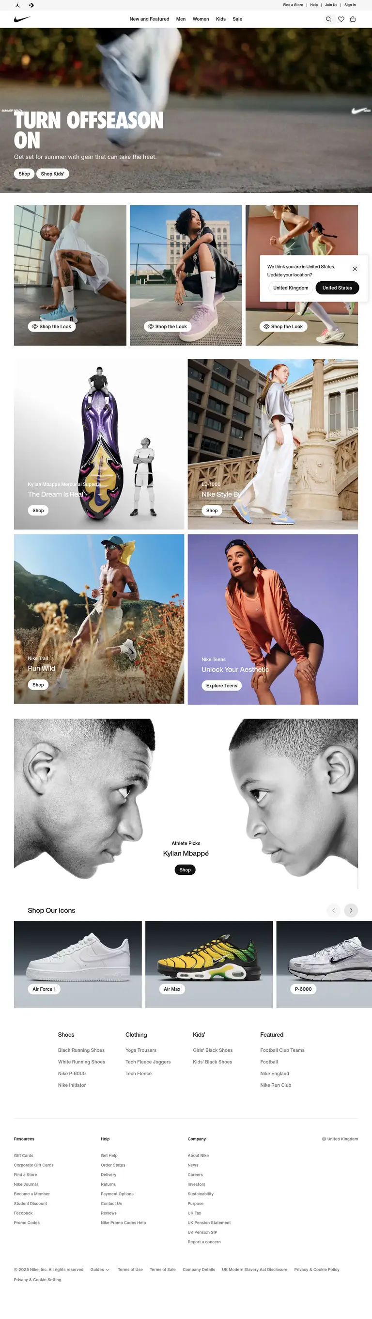 Nike website screenshot taken with Urlbox